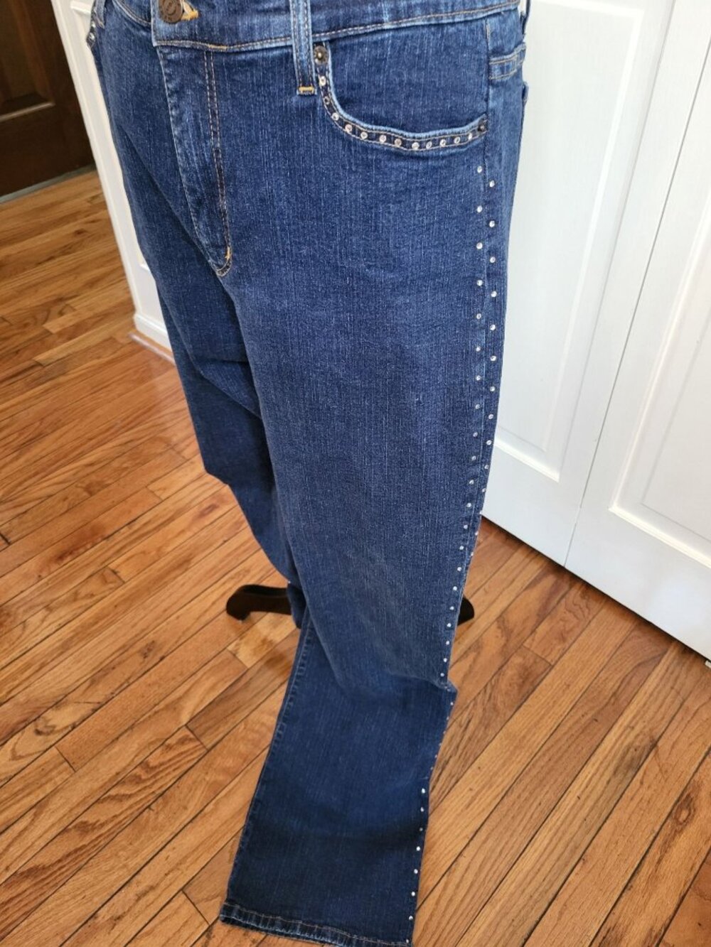 NYDJ  Tummy Tuck Jeans Bootcut Rhinestone Jeans Medium Wash 10 Western Festival